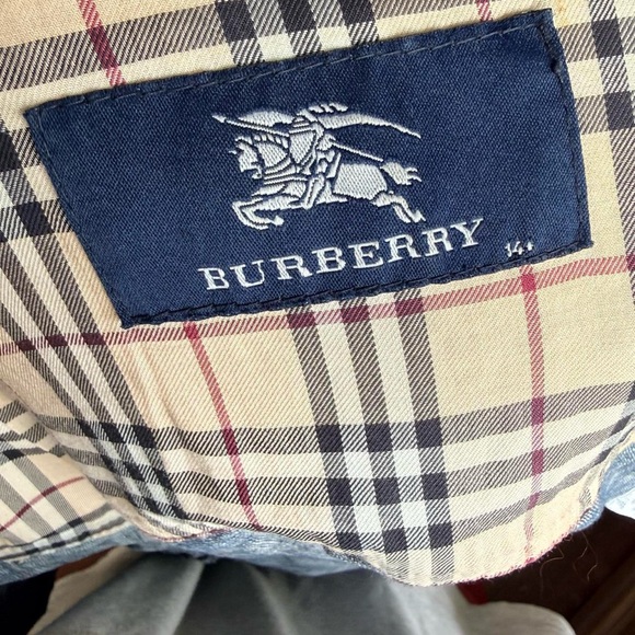 Burberry Dark Blue Denim Jacket with Tan Leather Label - Picture 5 of 10
